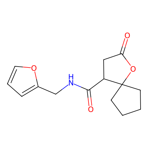 N-(furan-2-ylmethyl)-2-oxo-1-oxaspiro[4.4]nonane-4-carboxamide structure