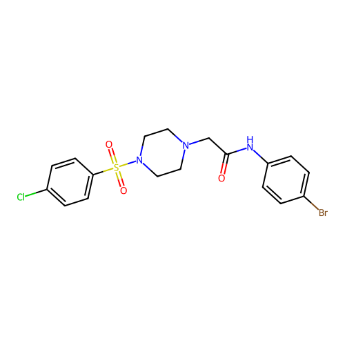 N-(4-bromophenyl)-2-{4-[(4-chlorophenyl)sulfonyl]piperazinyl}acetamide structure