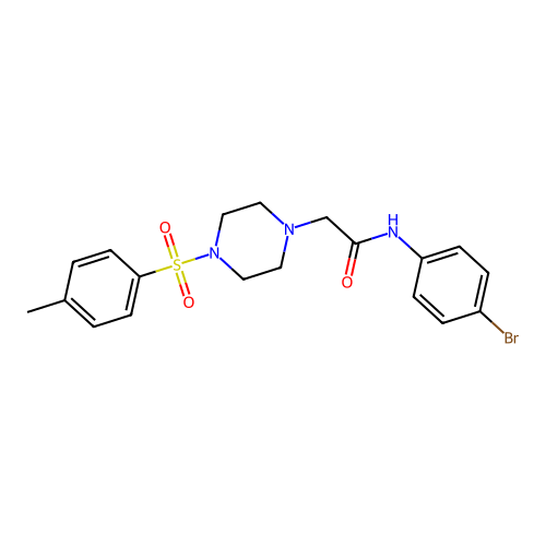 N-(4-bromophenyl)-2-{4-[(4-methylphenyl)sulfonyl]piperazinyl}acetamide structure