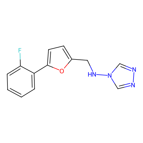 N-((5-(2-fluorophenyl)furan-2-yl)methyl)-4H-1,2,4-triazol-4-amine structure