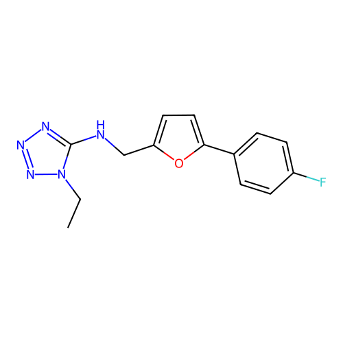 1-ethyl-N-{[5-(4-fluorophenyl)furan-2-yl]methyl}-1H-tetrazol-5-amine structure