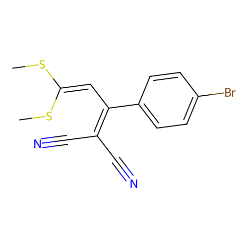 [1-(4-Bromophenyl)-3,3-bis(methylsulfanyl)prop-2-en-1-ylidene]propanedinitrile structure