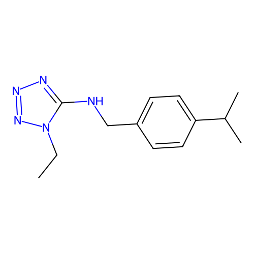 1-ethyl-N-[(4-propan-2-ylphenyl)methyl]tetrazol-5-amine structure