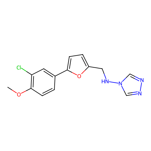 N-[[5-(3-chloro-4-methoxyphenyl)furan-2-yl]methyl]-1,2,4-triazol-4-amine structure