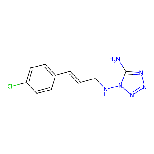 1-N-[3-(4-chlorophenyl)prop-2-enyl]tetrazole-1,5-diamine structure