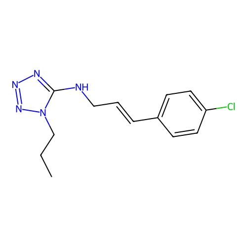 N-[3-(4-chlorophenyl)prop-2-enyl]-1-propyltetrazol-5-amine structure