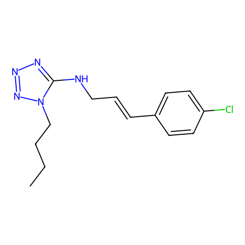1-butyl-N-[3-(4-chlorophenyl)prop-2-enyl]tetrazol-5-amine structure