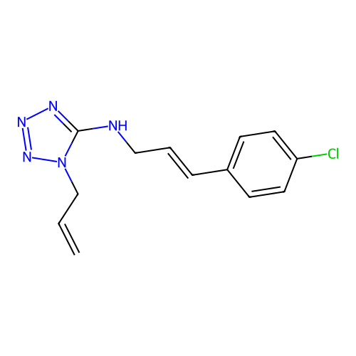 N-[3-(4-chlorophenyl)prop-2-enyl]-1-prop-2-enyltetrazol-5-amine structure