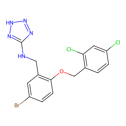 N-{5-bromo-2-[(2,4-dichlorobenzyl)oxy]benzyl}-1H-tetrazol-5-amine structure