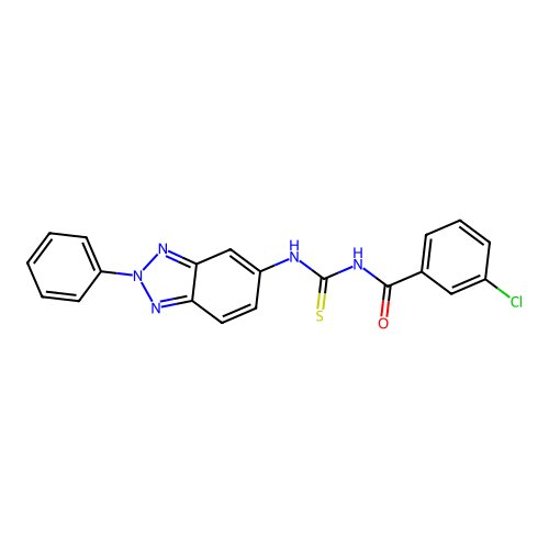3-chloro-N-[(2-phenyl-2H-benzotriazol-5-yl)carbamothioyl]benzamide structure