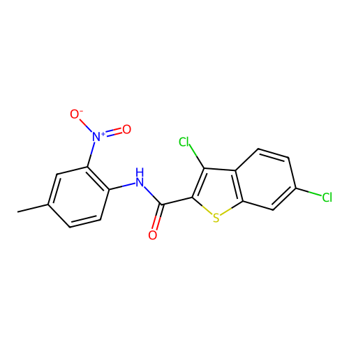 3,6-dichloro-N-(4-methyl-2-nitrophenyl)-1-benzothiophene-2-carboxamide structure