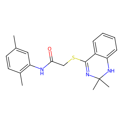 2-[(2,2-dimethyl-1,2-dihydroquinazolin-4-yl)sulfanyl]-N-(2,5-dimethylphenyl)acetamide structure