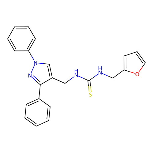 1-[(1,3-Diphenylpyrazol-4-yl)methyl]-3-(furan-2-ylmethyl)thiourea structure