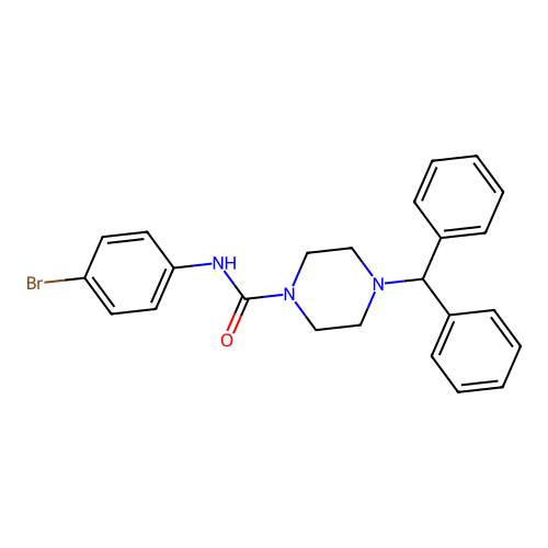 4-benzhydryl-N-(4-bromophenyl)piperazine-1-carboxamide structure