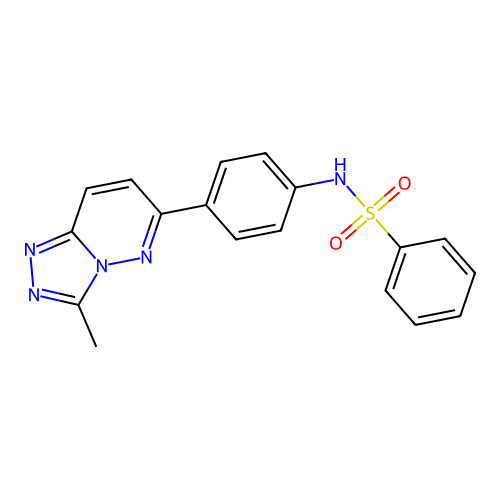 N-(4-{3-methyl-[1,2,4]triazolo[4,3-b]pyridazin-6-yl}phenyl)benzenesulfonamide structure