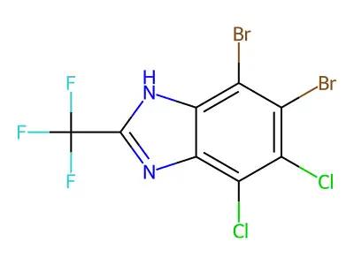 Benzimidazole, 6,7-dibromo-4,5-dichloro-2-(trifluoromethyl)- structure