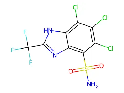 4-Benzimidazolesulfonamide, 5,6,7-trichloro-2-(trifluoromethyl)- structure