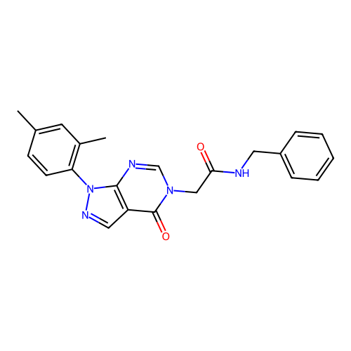 N-benzyl-2-[1-(2,4-dimethylphenyl)-4-oxopyrazolo[3,4-d]pyrimidin-5-yl]acetamide structure