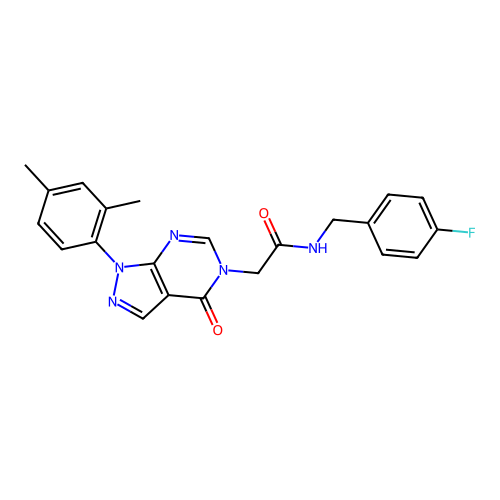 2-[1-(2,4-dimethylphenyl)-4-oxopyrazolo[3,4-d]pyrimidin-5-yl]-N-[(4-fluorophenyl)methyl]acetamide structure