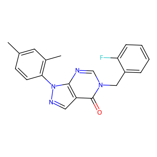 1-(2,4-Dimethylphenyl)-5-[(2-fluorophenyl)methyl]pyrazolo[3,4-d]pyrimidin-4-one structure
