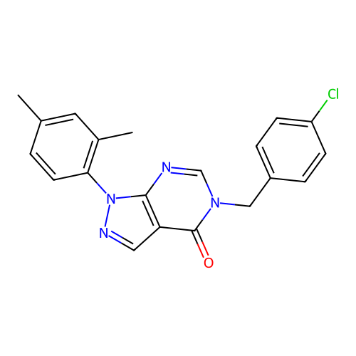 5-[(4-Chlorophenyl)methyl]-1-(2,4-dimethylphenyl)pyrazolo[3,4-d]pyrimidin-4-one structure