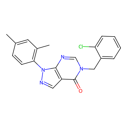 5-[(2-Chlorophenyl)methyl]-1-(2,4-dimethylphenyl)pyrazolo[3,4-d]pyrimidin-4-one structure