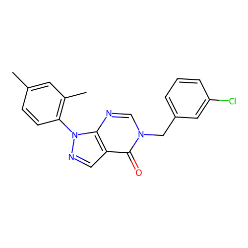 5-[(3-Chlorophenyl)methyl]-1-(2,4-dimethylphenyl)pyrazolo[3,4-d]pyrimidin-4-one structure