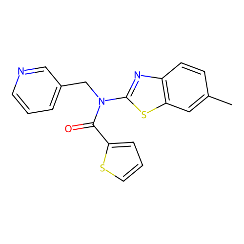 N-(6-methyl-1,3-benzothiazol-2-yl)-N-(pyridin-3-ylmethyl)thiophene-2-carboxamide structure
