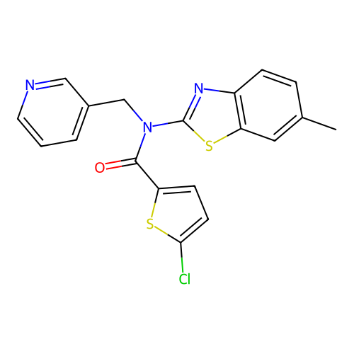 5-chloro-N-(6-methyl-1,3-benzothiazol-2-yl)-N-[(pyridin-3-yl)methyl]thiophene-2-carboxamide structure