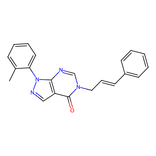 5-cinnamyl-1-(o-tolyl)-1H-pyrazolo[3,4-d]pyrimidin-4(5H)-one structure