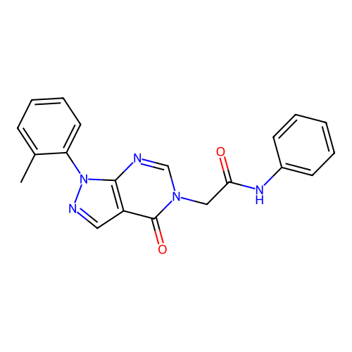 2-[1-(2-methylphenyl)-4-oxopyrazolo[3,4-d]pyrimidin-5-yl]-N-phenylacetamide structure
