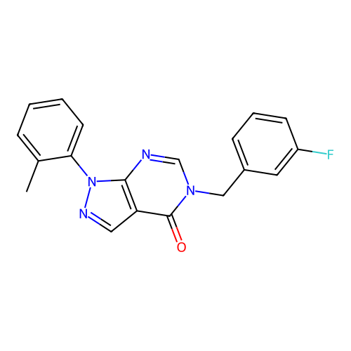 5-[(3-Fluorophenyl)methyl]-1-(2-methylphenyl)pyrazolo[3,4-d]pyrimidin-4-one structure