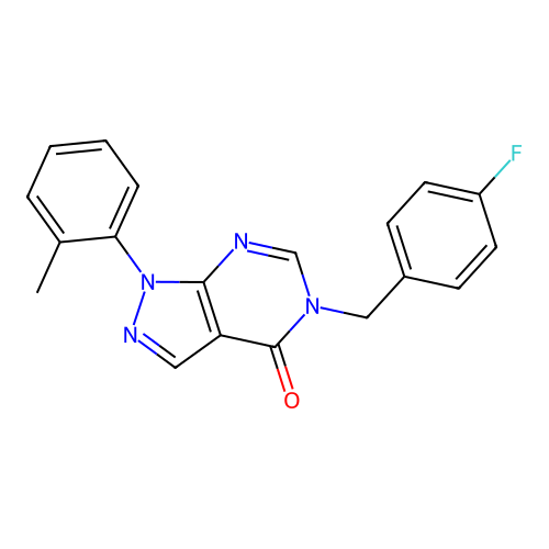 5-[(4-Fluorophenyl)methyl]-1-(2-methylphenyl)pyrazolo[3,4-d]pyrimidin-4-one structure
