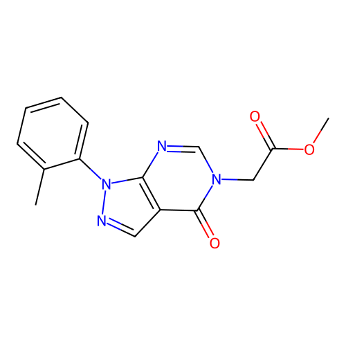 Methyl 2-[1-(2-methylphenyl)-4-oxopyrazolo[3,4-d]pyrimidin-5-yl]acetate structure