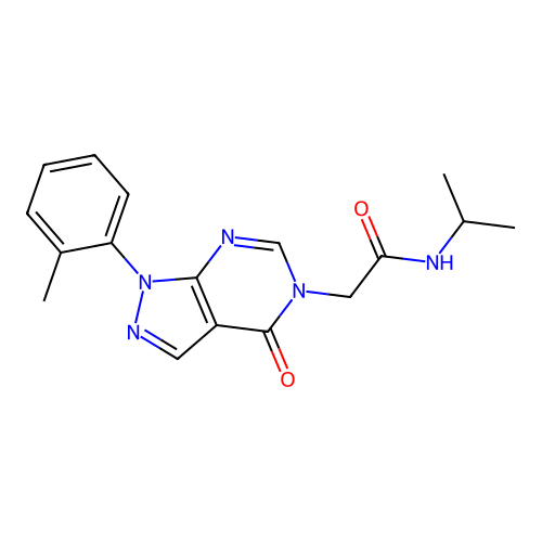 2-[1-(2-methylphenyl)-4-oxopyrazolo[3,4-d]pyrimidin-5-yl]-N-propan-2-ylacetamide structure