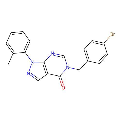 5-[(4-Bromophenyl)methyl]-1-(2-methylphenyl)pyrazolo[3,4-d]pyrimidin-4-one structure