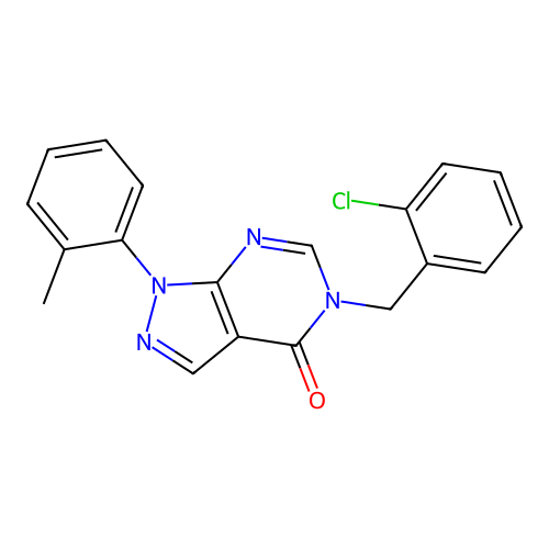 5-[(2-Chlorophenyl)methyl]-1-(2-methylphenyl)pyrazolo[3,4-d]pyrimidin-4-one structure
