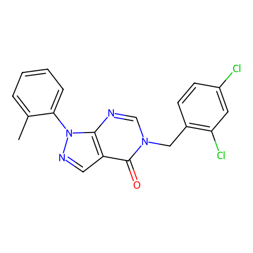 5-[(2,4-Dichlorophenyl)methyl]-1-(2-methylphenyl)pyrazolo[3,4-d]pyrimidin-4-one structure