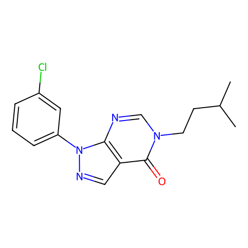 1-(3-Chlorophenyl)-5-(3-methylbutyl)pyrazolo[3,4-d]pyrimidin-4-one structure
