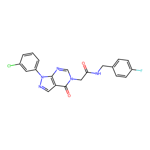 2-[1-(3-chlorophenyl)-4-oxopyrazolo[3,4-d]pyrimidin-5-yl]-N-[(4-fluorophenyl)methyl]acetamide structure