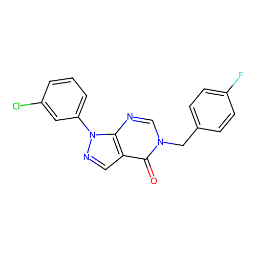 1-(3-Chlorophenyl)-5-[(4-fluorophenyl)methyl]pyrazolo[3,4-d]pyrimidin-4-one structure