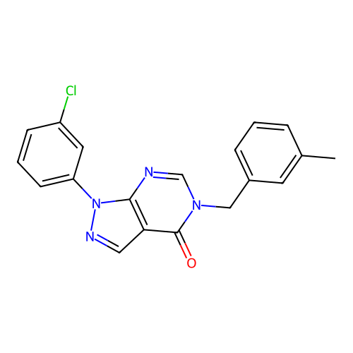 1-(3-Chlorophenyl)-5-[(3-methylphenyl)methyl]pyrazolo[3,4-d]pyrimidin-4-one structure