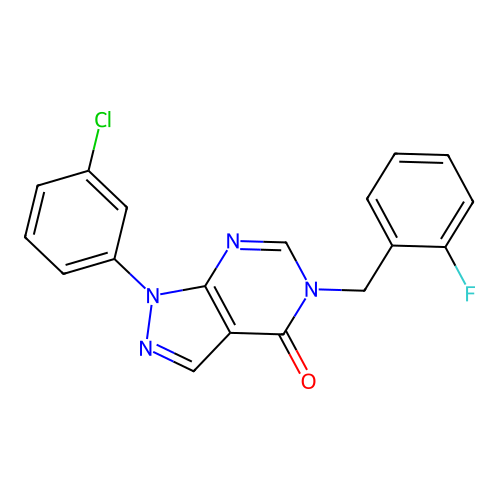 1-(3-Chlorophenyl)-5-[(2-fluorophenyl)methyl]pyrazolo[3,4-d]pyrimidin-4-one structure