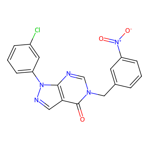 1-(3-Chlorophenyl)-5-[(3-nitrophenyl)methyl]pyrazolo[3,4-d]pyrimidin-4-one structure