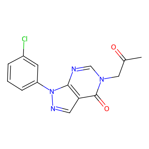 1-(3-Chlorophenyl)-5-(2-oxopropyl)pyrazolo[3,4-d]pyrimidin-4-one structure