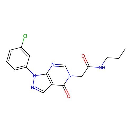 2-[1-(3-chlorophenyl)-4-oxopyrazolo[3,4-d]pyrimidin-5-yl]-N-propylacetamide structure