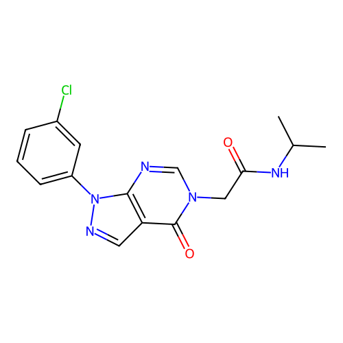 2-[1-(3-chlorophenyl)-4-oxopyrazolo[3,4-d]pyrimidin-5-yl]-N-propan-2-ylacetamide structure
