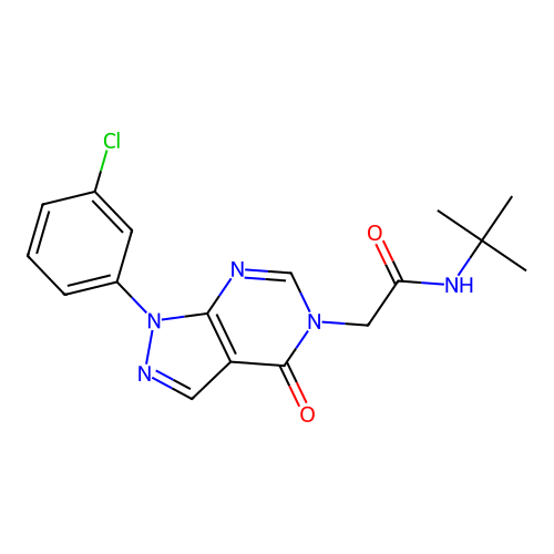 N-tert-butyl-2-[1-(3-chlorophenyl)-4-oxopyrazolo[3,4-d]pyrimidin-5-yl]acetamide structure