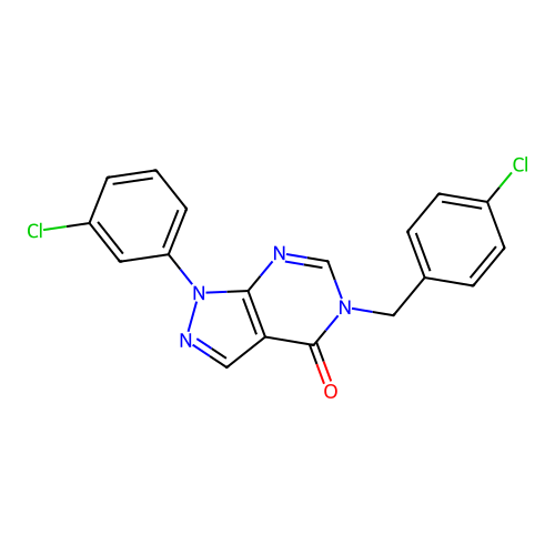 1-(3-Chlorophenyl)-5-[(4-chlorophenyl)methyl]pyrazolo[3,4-d]pyrimidin-4-one structure