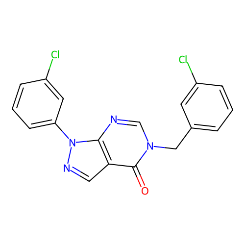 1-(3-Chlorophenyl)-5-[(3-chlorophenyl)methyl]pyrazolo[3,4-d]pyrimidin-4-one structure
